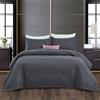 CHIXIN Copriletto king size, 240 x 260 cm, grigio scuro, trapuntato, in matelasse, estivo, leggero, reversibile, per la decorazione della camera da letto (le federe non sono incluse nel mercato