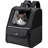Pecute Zaino per gatti, zaino per cani di piccola taglia, zaino per gatti, cani, cuccioli, gattini, borsa da trasporto per viaggi, escursionismo, bicicletta, equitazione, passeggiate all'aperto, nero