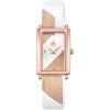 SHENGKE Orologio da donna con cassa rettangolare al quarzo con cinturino in maglia milanese in acciaio inossidabile, Relogio Feminino (K016501white), K016501bianco