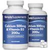 Simply Supplements Calcio 500 mg e vitamina D3 200 UI | Ossa e denti sani | Contribuisce alla normale funzione muscolare | Adatto per vegetariani e vegani | 360 compresse = 6 mesi | Prodotto nel Regno Unito