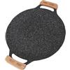 Tissting Padella per Barbecue Coreana, 38 cm Padella per Barbecue Piatta in Alluminio, Padella Rotonda Antiaderente con Manici, Padella, Griglia, per Piano Cottura a Gas a Induzione
