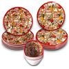 KORAT - Set di Stoviglie in Melamina - 4 Fantasie Disponibili - Piatti Piani, Piatti Fondi, Insalatiere, Ciotoline - Leggero, Durevole, Lavabile in Lavastoviglie, BPA Free (16, Maiolica)