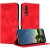 Mo-Beauty Cover per Huawei P20 Pro, Cover Portafoglio [Shell TPU] in Pelle Sintetica Tasca Carte Antiurto Protettiva di Con Slot Premium Flip Libro Custodia per Huawei P20 Pro (Rosso)