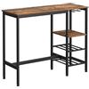 VASAGLE Tavolo Alto, Tavolo da Pranzo, Tavolo da Bar, con Portabicchieri e Portabottiglia, per Soggiorno, Cucina, 110 x 40 x 90 cm, Industriale, Marrone Vintage e Nero LBT013B01