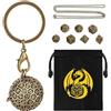 Keller & Weber Mini Set di Dadi DND con Portachiavi Portatile, Collana, Gabbia Metallica Rotonda D100, 7 pezzi in Metallo Poliedrico Dadi D&D, Regali di DND Sacchetto Regalo, Accessori per Giochi di Ruolo, Bronze