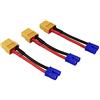 OliYin 3pcs EC2 Maschio a XT60 Adattatore connettore Femmina con Cavo da 16 cm / 16 cm 16g per Auto RC Lipo (Confezione da 3)