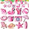 IHLOOTD Ornamenti Estivi 36 PCS Decorazione Legno da Appendere Decorazione Festa Hawaiana Decorazioni Albero Legno con Corda per Spiaggia, Tropicale, Party