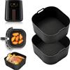 WideSmart 2 Pezzi Teglia per Friggitrice ad Aria,WideSmart Accessori Friggitrice ad Aria, Contenitori Friggitrice ad Aria Accessori per Cosori 4,1L HD9252, HD9255, HD9200 Riutilizzabile Invece di Carta Forno