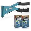NOVUS TOOLS Pinze per rivetti ciechi N-30 Set con 100 rivetti ciechi, pinze ergonomiche professionali con funzionamento a 1 mano e blocco della maniglia, pinze per rivetti universali in alluminio e