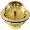 LQS Gruppo di scarico per lavello da cucina, cestello di scarico per lavello in acciaio inox 304, con cestello rimovibile e tappo da 8,9 cm, oro