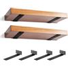 MIUGO Confezione da 4 staffe per mensole galleggianti, lunghe 25,4 cm, staffe per mensole, staffe di supporto per mensole in metallo rivestito nero (spessore 0,6 cm)