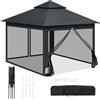 WOLTU Gazebo da Giardino per Esterni, Gazebo 3x3 Pieghevole Impermeabile, con Zanzariera Rimovibile, Doppio Tetto, Borsa per Trasporto, Resistente ai Raggi UV, Antracite