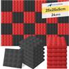 Arrowzoom 24 Pezzi 25 X 25 X 5 cm ROSSO e NERO Piramidali Pannelli Isolamento Acustico Soffitto Microfono Pannelli Assorbenti Pannelli Fonoassorbente SD1034