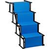 Homewell Rampa per cani da auto, pieghevole, portata fino a 70 kg, facile da riporre, scale per cani con gradini regolabili, per cani piccoli, medi, grandi cani e malati, vecchi cani (blu)