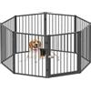 PawHut Dog park, recinto per cani modulare e pieghevole a 8 pannelli, recinto portatile in metallo con porta da 76H cm, recinto per gatti, cuccioli e piccoli animali, per interni ed esterni, nero