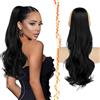 BARSDAR Ondulati Nero Coda Cavallo Extensions con Coulisse, 50cm Pettine Clip in Coda di Cavallo Capelli Extension per Donne Sintetici Naturale Ricci Nero Posticci Finta Capell Ponytail