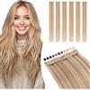 Elailite Extension Capelli Veri Clip Balayage Remy Human Hair Naturali Set da 6 Ciocche Singole con Silk Lace 30cm 33gr (#12/#613 Marrone Chiaro/Biondo Chiaro)