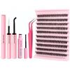 MKEAWWU Ciglia Finte Kit Ciglia Extension,ciglia finte ciuffetti, 40D Volume Lash Clusters con Bond 8-16mm DIY Eyelash Extension Kit