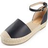 Alexis Leroy Sandali Espadrillas Plateau con Punta Chiusa e Cinturino alla Caviglia da Donna Nero 37 EU