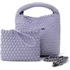 NOVELTY Borsa Donna Piccola Intrecciata Lilla con Manico e Tracolla a Catena, Bustina con Cerniera e Laccetto da Polso Inclusa - Elegante e Versatile