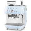 Smeg Macchina da Caffè Espresso Manuale con macinacaffè integrato 50's Style - Azzurro LUCIDO - EGF03PBEU
