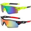 DAJASD Occhiali da Ciclismo Polarizzati, 2 pezzi Occhiali Veloci Uomo, Occhiali da Sole Sportivi da Uomo e Donna, Protezione UV400, occhiali ciclismo uomo per Pesca, Bici da strada, rosso e giallo