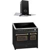 GURARI Fornello a induzione E 913 DF RU BL+GCH T 466 90 BL PRIME Retro elettrico 90 cm, Range Coocker con induzione FLEX + cappa aspirante 90 cm