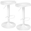 WOLTU Sgabelli da Cucina Set di 2, Sgabelli da Bar per Colazione in Legno Massiccio, Sgabelli da Bar a Sella, Altezza Regolabile, Sgabelli Girevoli a 360° con Poggiapiedi, Bianco, BH413ws-2
