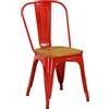Totò Piccinni Sedia Industry in Metallo Design Industriale (1 Sedia, Wood/Rosso)