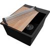 PRIMAGRAN Lavello da Cucina Nero 38x50cm, Lavandino da Cucina a 1 vasca + Sifone Classico + Accessori, Lavabo da Cucina Incasso al mobile 40cm - Riga