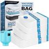 CKCLR Sacchetti Sottovuoto Vestiti 20 pezzi con Pompa Elettrica, 5XL+5L+5M+5S Riutilizzabili Vacuum Bags, Sacchi Sottovuoto Piumoni per Trapunte, Traslochi, Coperte, Piumino, Cuscini, Viaggi