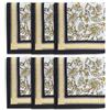 Encasa XO Set di 6 tovaglioli da tavolo da pranzo | giallo-02 blocco stampato tela di cotone tovagliolo - 45 x 45 cm | stampa a mano Jaipur Sanganeri