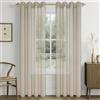 CUTEWIND Tende beige trasparenti con occhielli, set da 2 pezzi, lunghezza 225 cm, larghezza 140 cm, stile moderno, effetto lino, per camera da letto