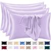 lazzaro home feel the difference Lazzaro Home Federa in seta satinata per capelli e pelle Confezione da 4 federe con chiusura a busta Dimensioni 50 x 75 cm (viola, 4 federe (50 x 75 cm)