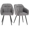 FC Set di 2 imbottiti Sedie per sala da Pranzo fuori da Velluto con Braccioli, 44x52x85 cm, Grigio
