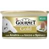 Purina Gourmet gold, alimento umido per gatto, mousse con anatra e un tocco di spinaci.