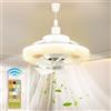 ConBlom Ventilatore da soffitto da 48 W, E27 e telecomando, rotazione a 360°, ventilatore elettrico, lampadario con luci a LED, telecomando per camera da letto, Living Home Silent, 3 velocità, 3 colori