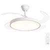 damastoreitalia Ventilatore da soffitto con lampada LED integrata 40W dimmerabile con telecomando, pale retrattili invisibili, 6 velocità, funzione estate/inverno, luce calda, naturale, fredda, design moderno