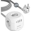 LENCENT 8 in 1 Multipresa Cubo con Cavo da 2M, Presa Alimentatore
