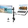 Suptek Supporto Doppio Monitor, Supporto Monitor Braccio con Vassoio per Laptop, Completamente Regolabile per Schermi LCD LED da 13-27 pollici e Notebook fino a 15,6 pollici, VESA: 75x75-100x100 mm