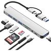 DEMKICO 8 in 1 Hub USB C con 4 Porte USB, Lettore Schede SD/TF, Jack Cuffie 3,5 mm, Porta Dati USB C, Compatibile con MacBook Pro/Air/XPS/Tablet/Smartphone e altro ancora (Argenteo)