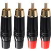 KUOQIY 4 Pezzi Connettore Audio Video Spina RCA Rame Puro, Spina a Saldare Maschio RCA, per Multimedia e CCTV (2 Neri + 2 Rossi)