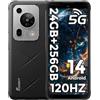 FOSSiBOT F112 Pro 5G Rugged Phone Smartphone, 6.88'' HD+ 120Hz, Android 14, 24GB+256GB/1TB, 7150mAh/18W, 50MP+16MP, Doppia slot SIM, Face ID, OTG, GPS, NFC,IP68/69K