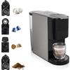 Princess 01.249450.01.001 Caffettiera Multifunzione, Compatibile con capsule Nespresso,Dolce Gusto,cialde ESE e caffè macinato, 19 bar, Nero e argento, 800 ml