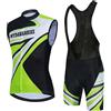 Mydawan Completo Ciclismo Uomo Abbigliamento Bici MTB Estivo Maglia Ciclista,Maglietta Bicicletta Senza Maniche Gilet e Salopette Pantaloncini con 9D Gel Imbottiti,Tuta da Ciclo Asciugatura Rapida(4,XL)