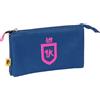 safta KINGS LEAGUE 1K - Astuccio triplo, astuccio per bambini, ideale per bambini in età scolastica, comodo e versatile, qualità e resistenza, 22 x 3 x 12 cm, colore blu, blu, Estándar, Casual