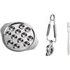 Yardwe Set di 3 attrezzi per di mare con pinza, forchetta e 12 fori, padella per lumache, ciotola per lumache, padella escargot, piatto in acciaio inox, per hotel ristorante