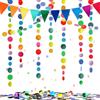 YBwanli colorata decorazione di carnevale,ghirlanda di carta rotonda di 12 metri,gagliardetti triangolari colorati e coriandoli,adatti per decorazioni di compleanno,feste,creando un'atmosfera colorata