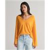Gant per donna. 4805218 Maglione in misto lino giallo con scollo a V [3130861], Casual, Manica lunga
