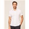 Hackett London per uomo. HM309433 Camicia bianca a maniche corte slim fit [3004568], Bianco, Casual, Lino, Manica corta